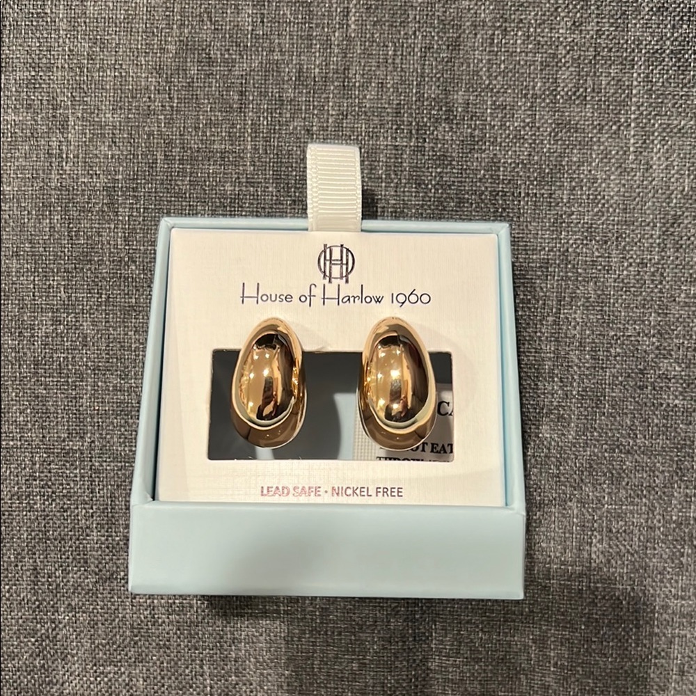 House of Harlow 1960 Gold Oval Dome Earrings